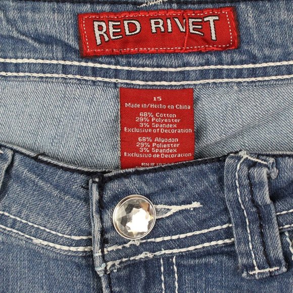 Red Rivet Boot Cut Jeans - Picture 3 of 6